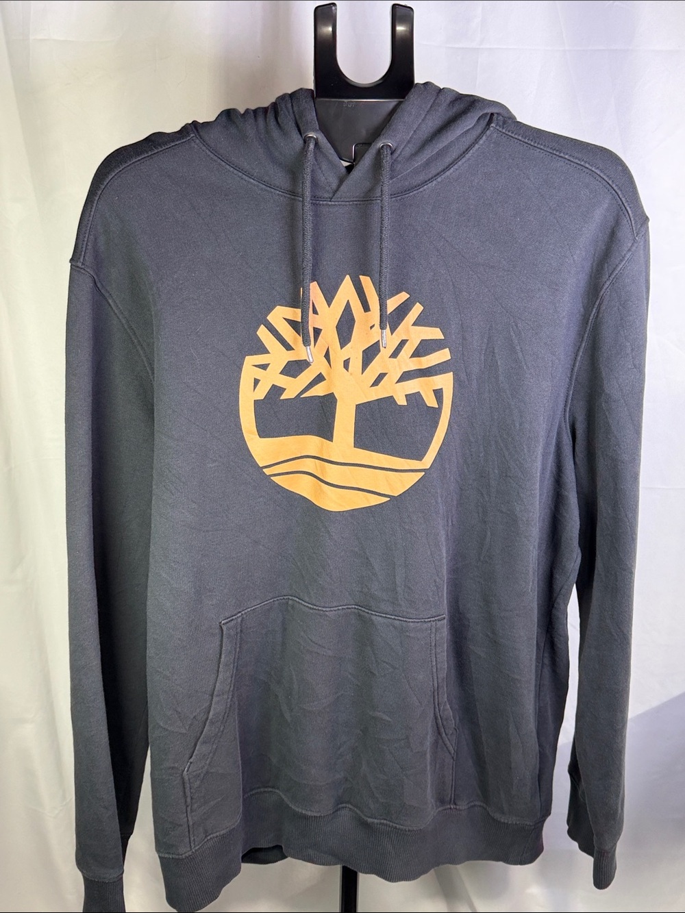 Timberland Men's Charcoal Crewneck Hoodie with Orange Tree Logo